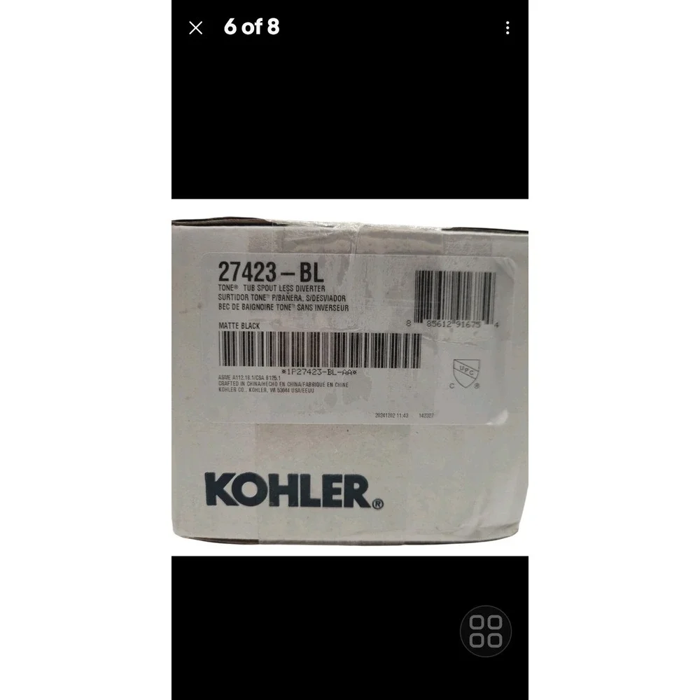 Kohler 27423-BL Wall Mount Bath Spout Matte Black Tone Series Non-Diverter